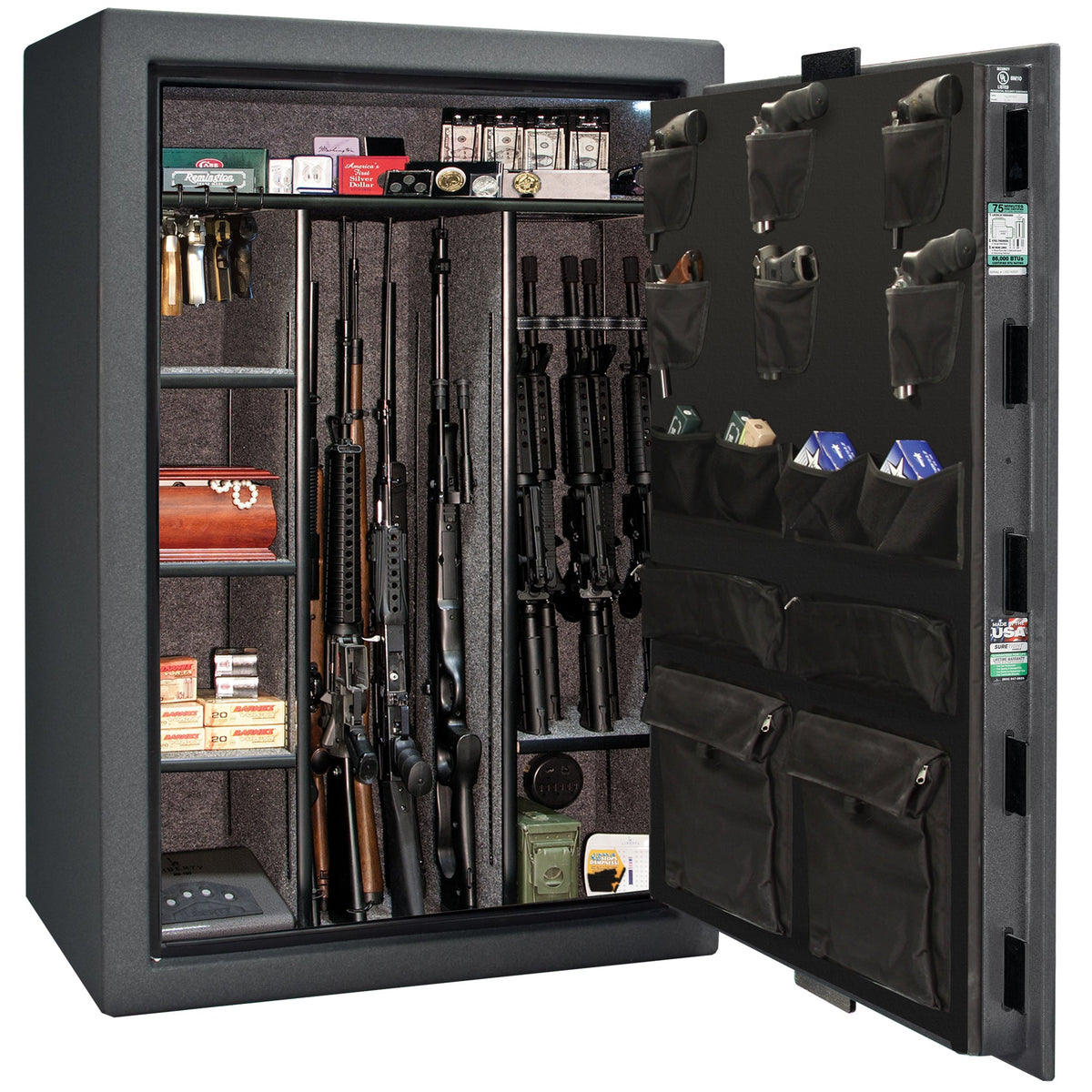 Colonial Series | Level 4 Security | 75 Minute Fire Protection | 35 | DIMENSIONS: 60.5"(H) X 42”(W) X 22"(D*) | Granite Textured | Mechanical Lock - open